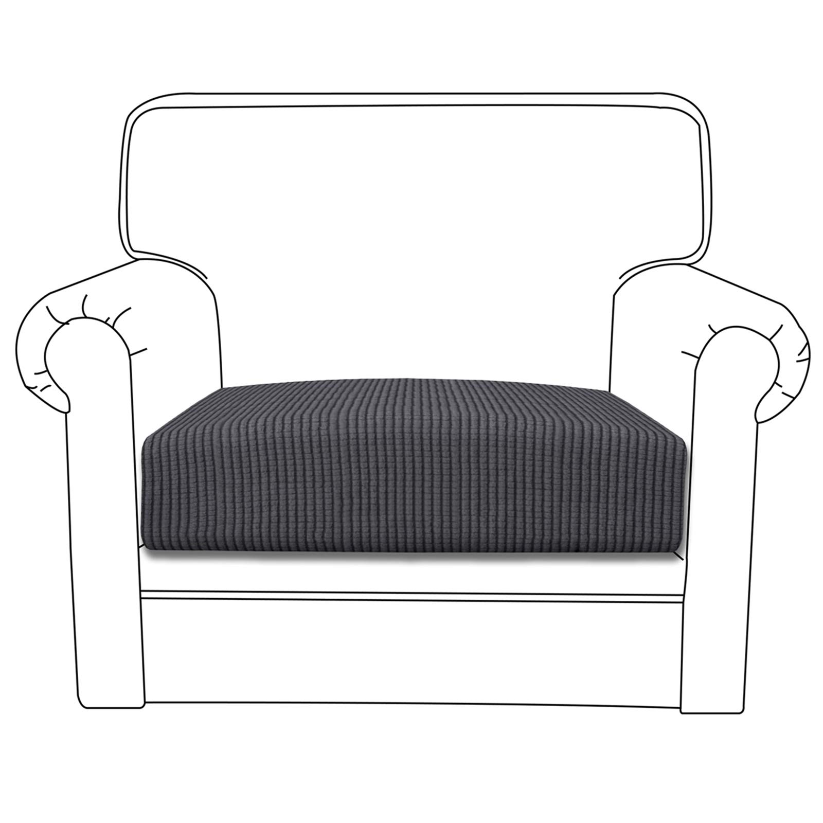 Stretch Sofa Cushion Cover - Elastic Furniture Protector Slipcover with Soft Flexibility (Dark Gray) | Perfect for Living Room, Bedroom, Office Chair & Home Decor