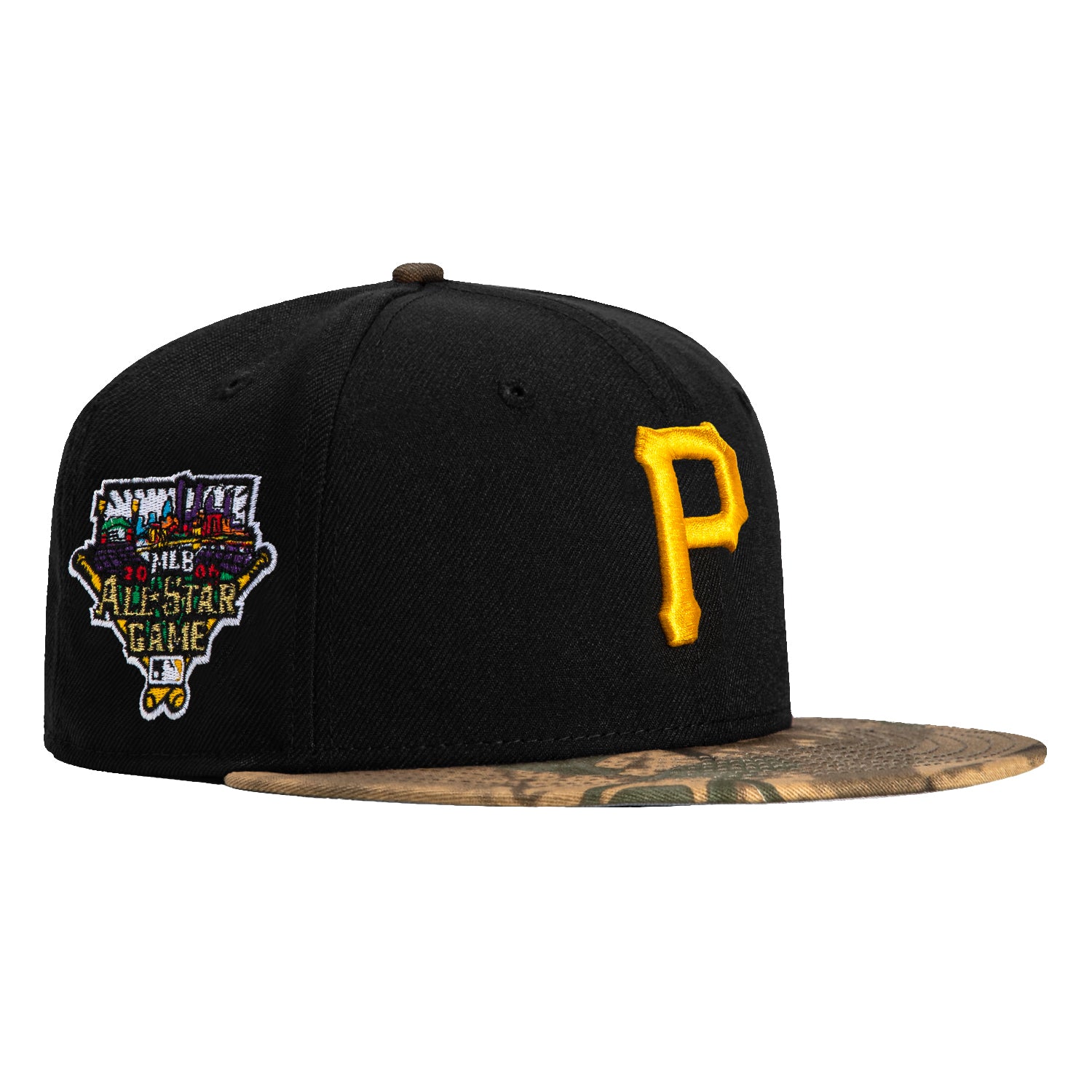 New Era 59Fifty Pittsburgh Pirates 2006 All Star Game Patch Hat - Black & Camo Blur Tree Design | Official MLB Baseball Cap for Men | Perfect for Games, Collecting & Streetwear Fashion