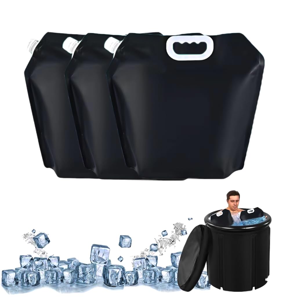 5L Black Reusable Ice Bath Bags - Portable Cold Plunge Tub Accessories for Home Therapy, Sports Recovery & Muscle Relaxation (3-Pack) - Perfect for Athletes, Gym Enthusiasts & Post-Workout Recovery