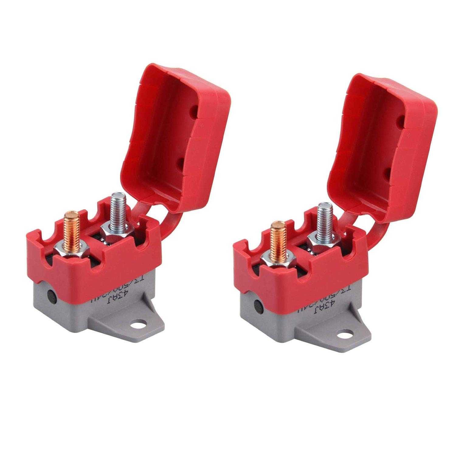 ZOOKOTO 2PCS 12V/24V Manual Reset Circuit Breaker 30A with Cover - Stud Bolt Type for Marine Boats, Trucks, Buses, Electric Cars | Overcurrent Protection for Battery Chargers, Car Engines & Automotive Electrical Systems