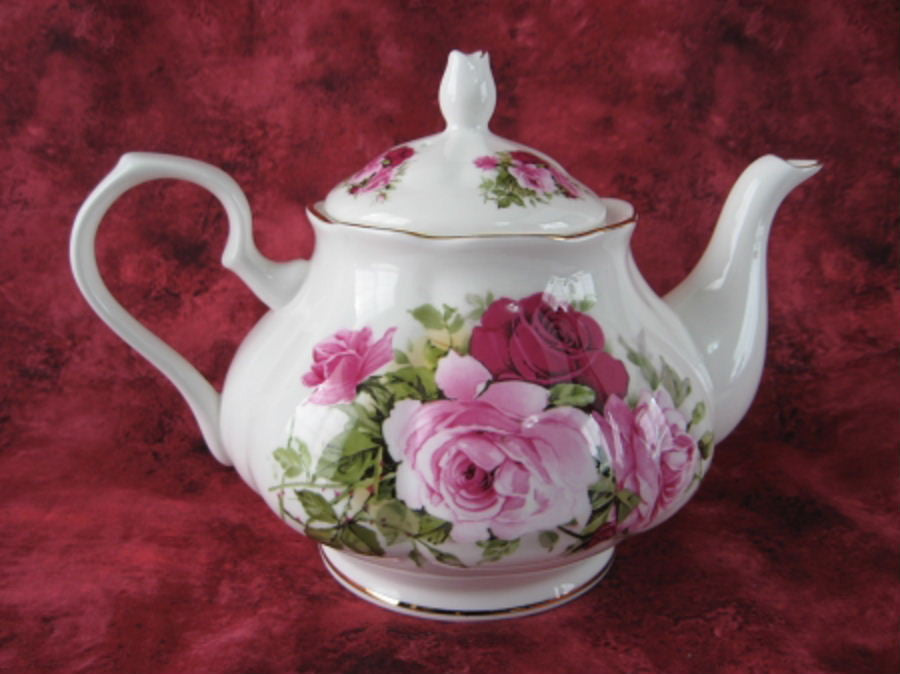 English Bone China Teapot - Summertime Rose Design by New Springfield, 4-6 Cup Capacity - Perfect for Afternoon Tea & Gifts
