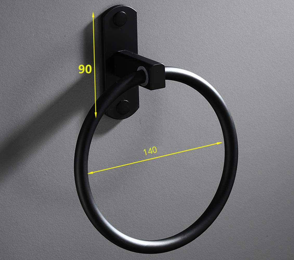 Hovico No-Drill Towel Rings - Rust-Resistant Bathroom & Kitchen Towel Hangers - Easy Installation Wall Mounted Towel Holder for Bath, Shower, Spa - Matte Black Finish