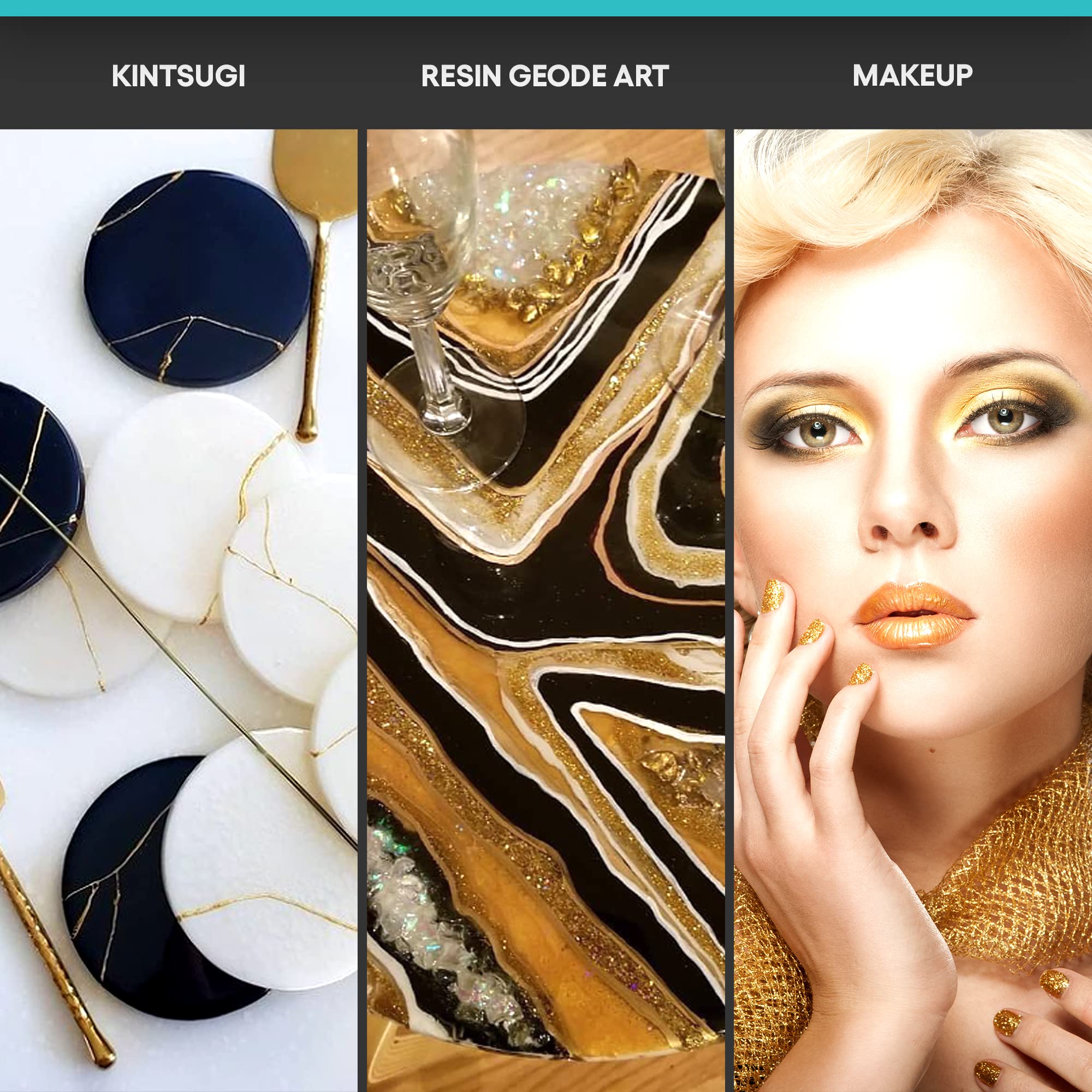 MEYSPRING Royal Gold Mica Powder for Epoxy Resin & Kintsugi Repair - Cosmetic Grade Metallic Pigment for Resin Art, DIY Crafts & Cosmetic Makeup - Perfect for Jewelry Making, Resin Casting & Kintsugi Restoration