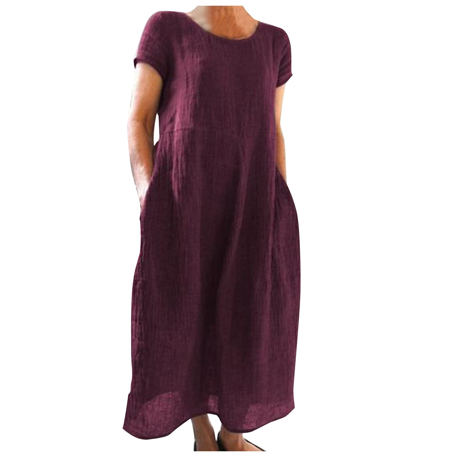 Women's Boho Wrap Maxi Dress - Plus Size Flowy Beach & Ballroom Gown in Wine Red | Perfect for Vacations, Weddings & Summer Outings