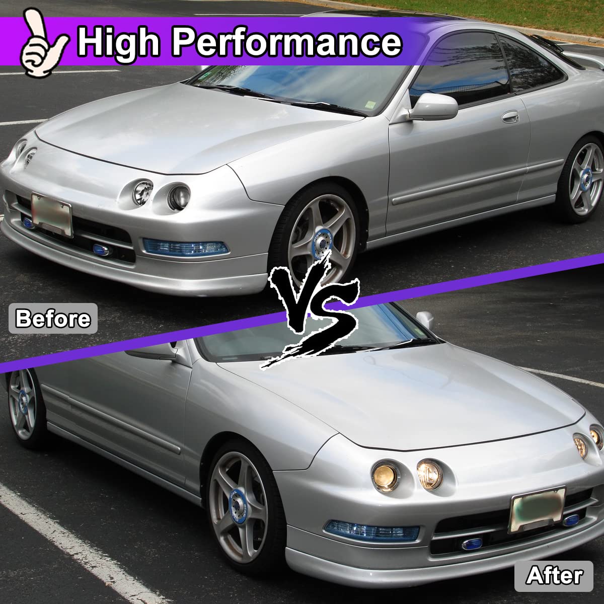 Nixon Offroad LED Headlights Assembly for Acura Integra 1994-1997 - High/Low Beam Projector Headlights with DRL & Turn Signal - 1 Pair Matte Black Housing & Clear Lens Replacement - Perfect for Night Driving & Off-Road Adventures