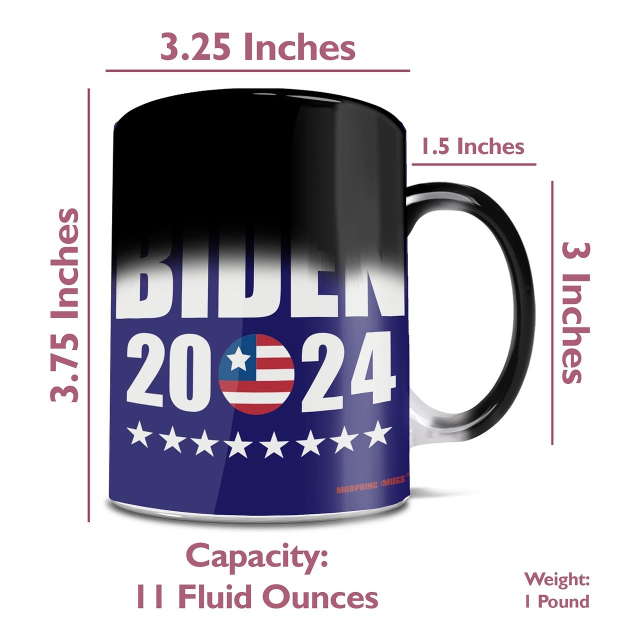 Joe Biden 2024 President Heat Sensitive Mug - 11 oz Color Changing Ceramic Coffee Tea Cup - Perfect for Political Supporters & Gift Giving