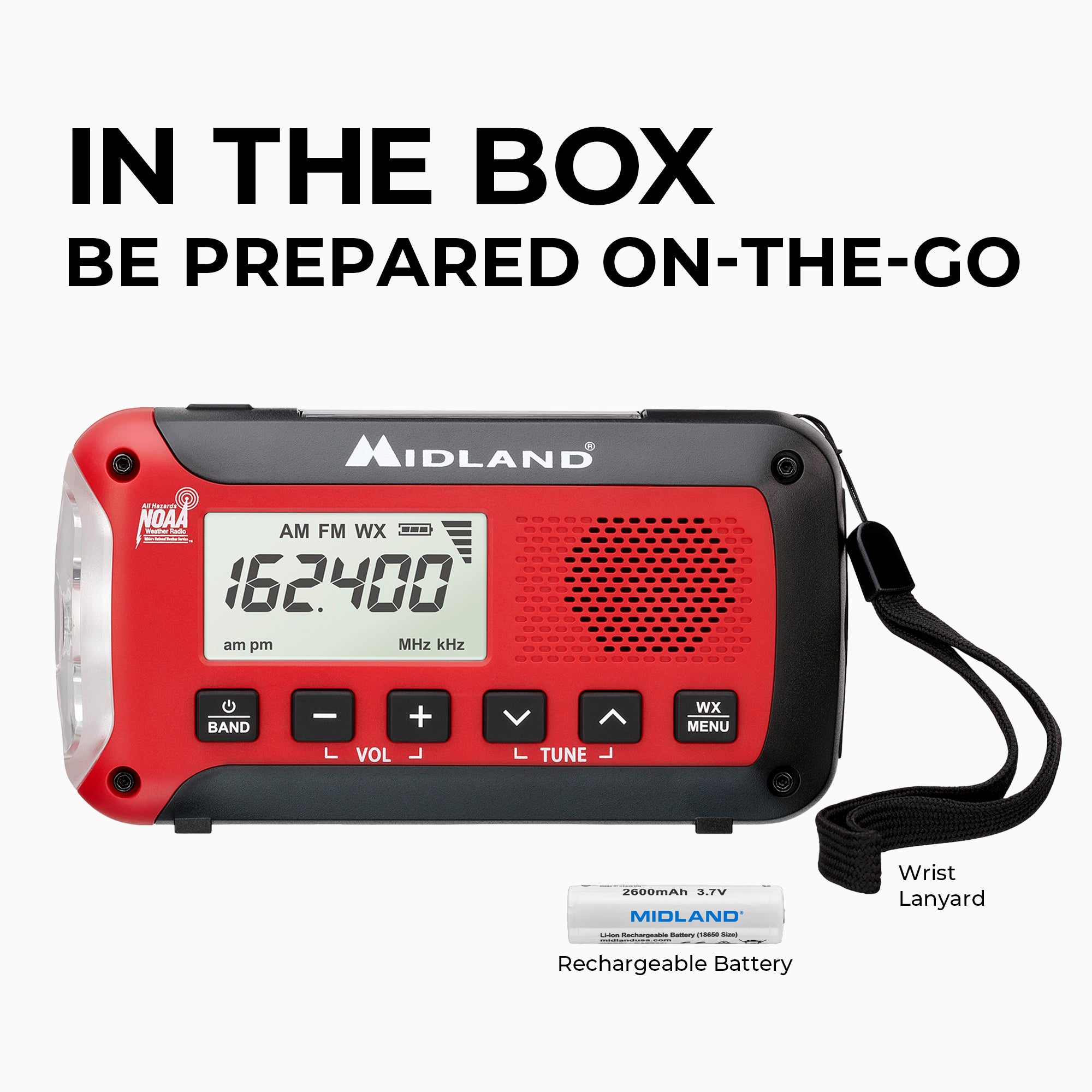 ER50 Portable Emergency Weather Alert Crank Radio - NOAA Weather Radio with AM/FM, Solar Power, Hand Crank & USB Charger - Perfect for Camping, Hiking & Power Outages
