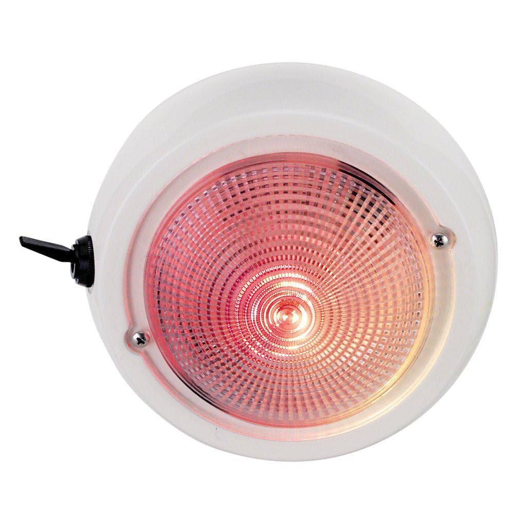 Perko Marine Dome Light with Red & White LED Bulbs - Waterproof Boat Cabin Light for Night Navigation & Interior Lighting