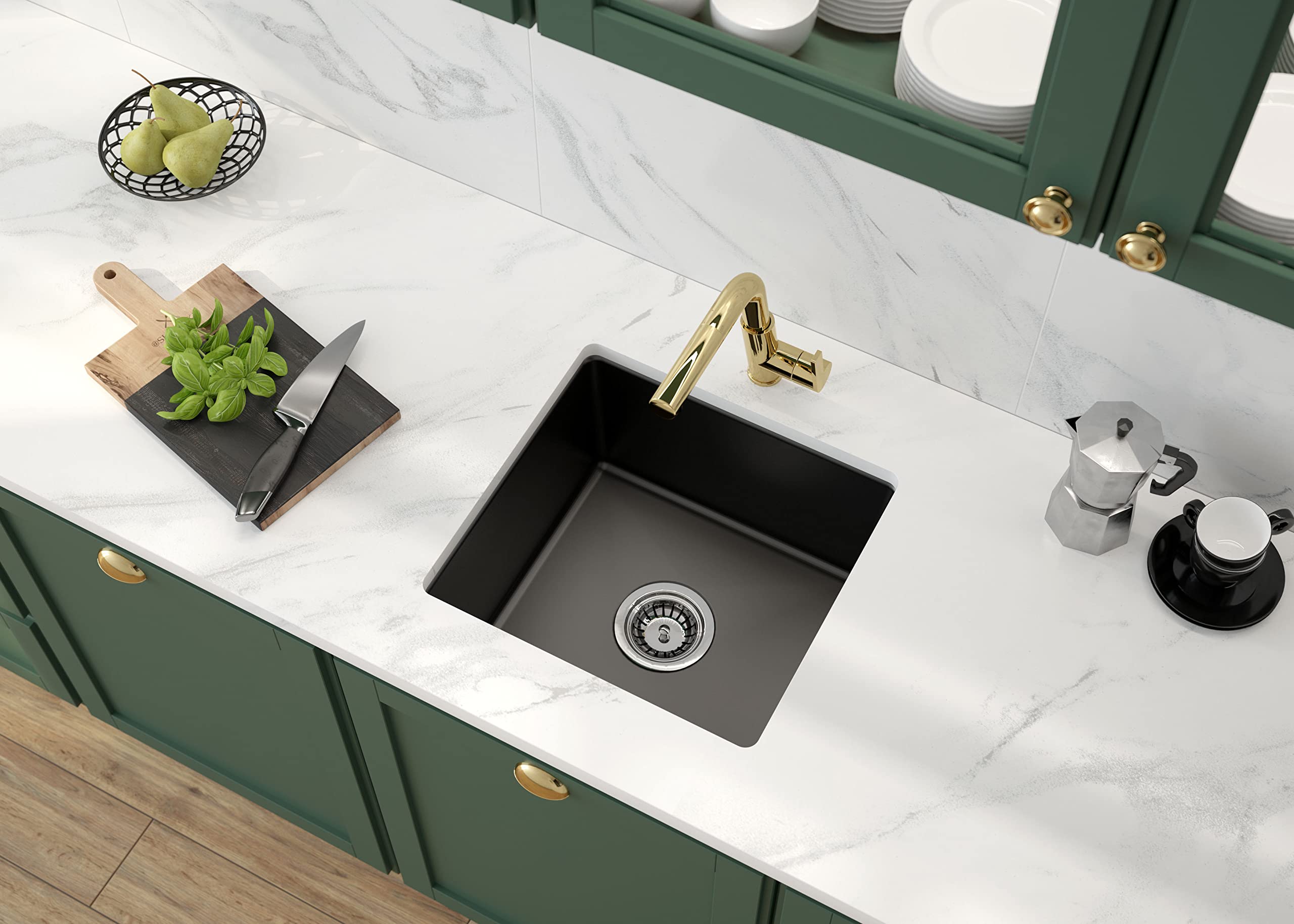 Premium ZCB_N103 Nero Ceramic Kitchen Sink - Durable & Stylish Farmhouse Drop-In Sink for Modern Kitchens, Perfect for Cooking, Washing Dishes & Food Prep