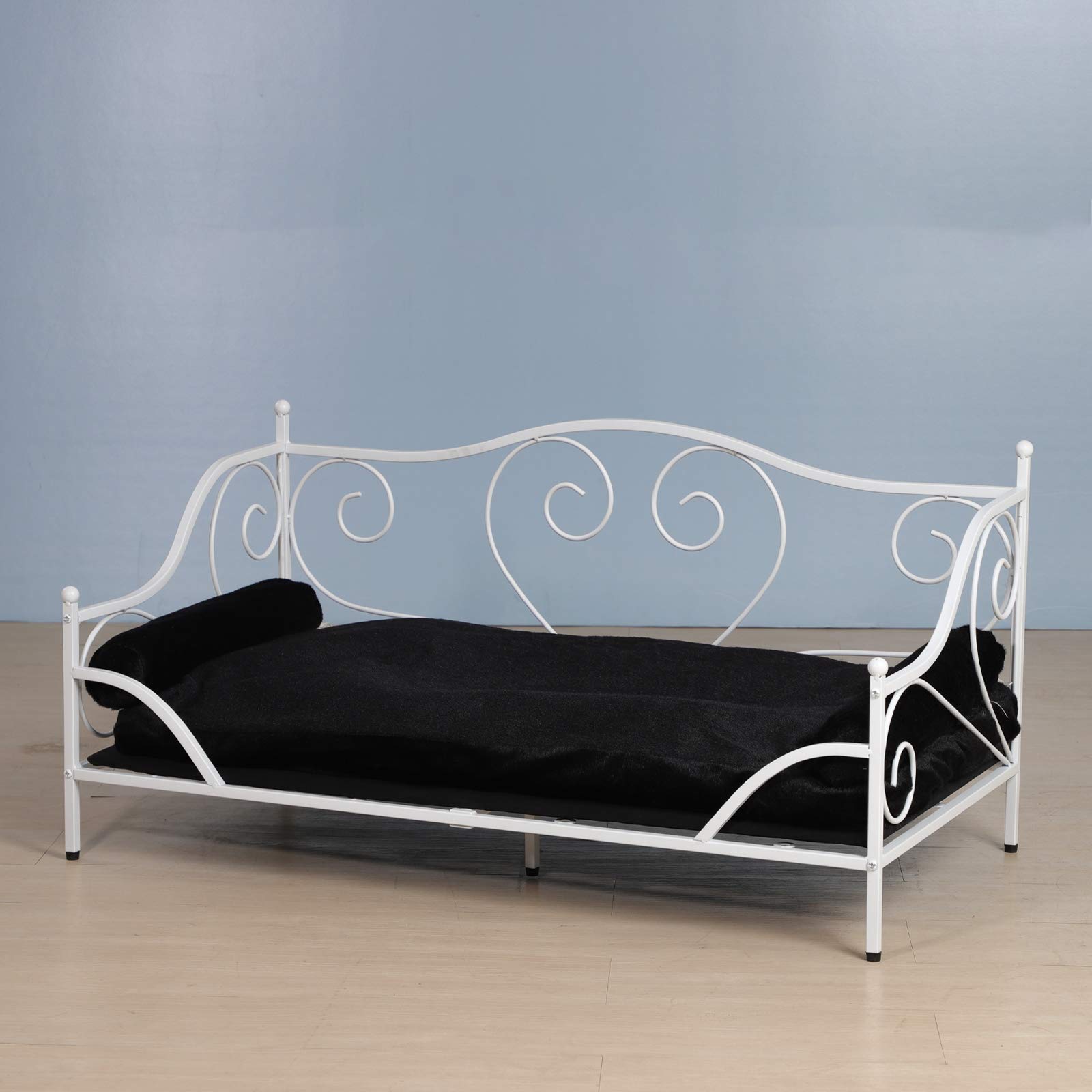 Premium Large Dog Couch Bed with Metal Frame & Washable Cushion - Orthopedic Pet Sofa for Medium to Large Dogs - Cozy Pet Furniture for Living Room, Bedroom & Office (White)