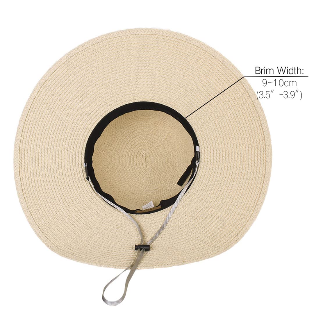 Women's Large Brim Straw Beach Hat - Foldable & Rollable Floppy Sun Hat for Summer Vacation, Pool Party, and Outdoor Activities