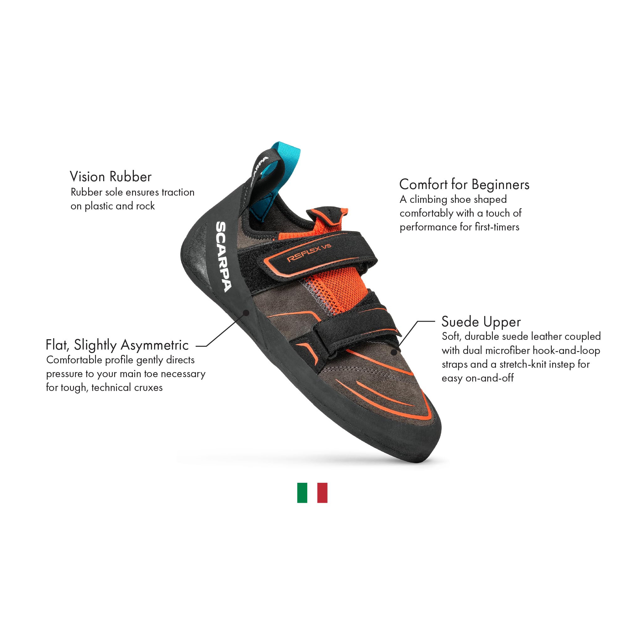 SCARPA Reflex VS Men's Rock Climbing Shoes - Beginner Friendly for Gym Training & Sport Climbing | Perfect for Indoor Climbing Walls & Outdoor Bouldering
