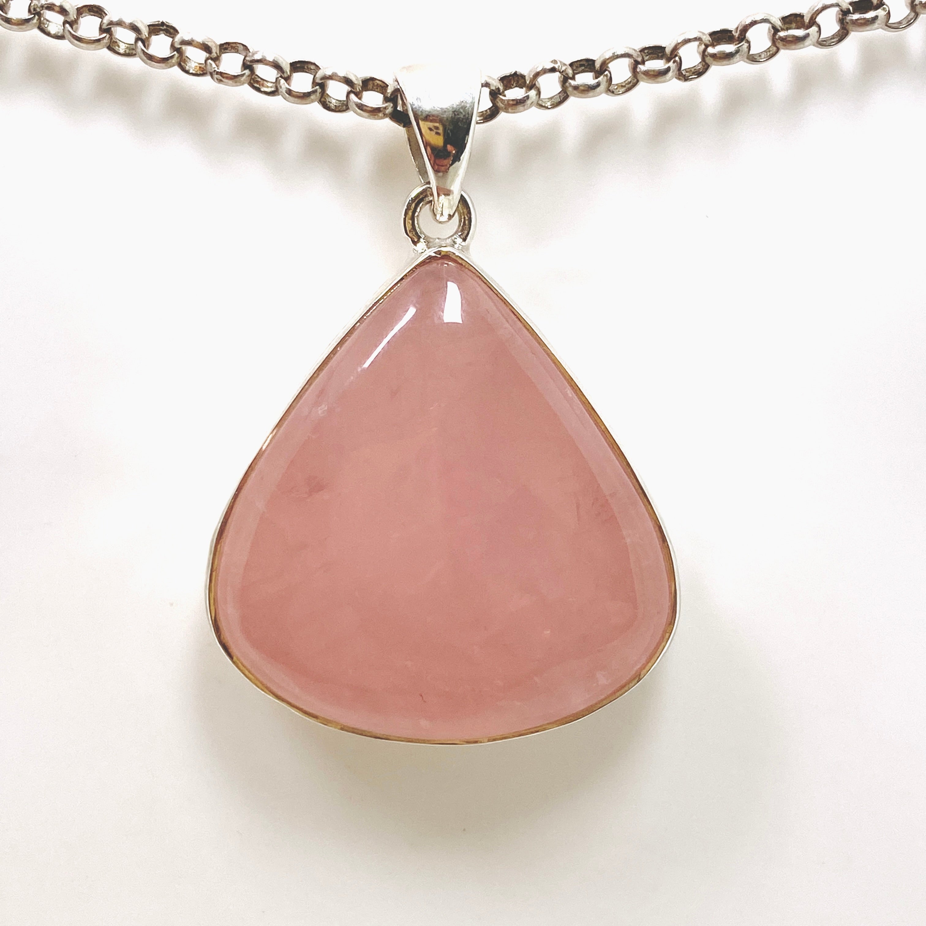 Rose Quartz Teardrop Cabochon Pendant KPGJ4689 - Natural Gemstone Jewelry for Women, Healing Crystal Necklace for Meditation, Yoga & Spiritual Gifts
