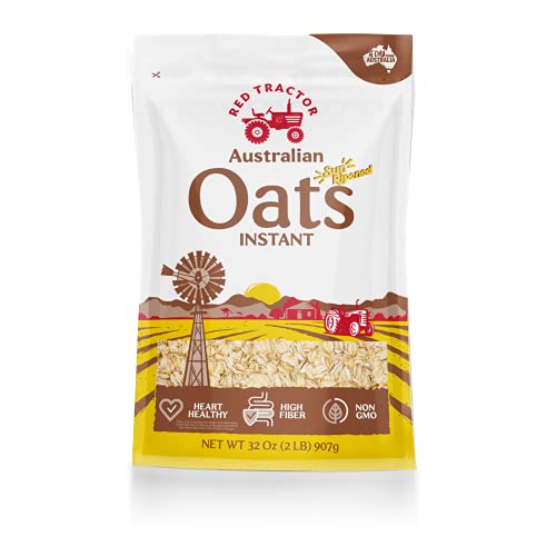 Premium Red Tractor Australian Creamy Style Instant Oats - 32oz (907g) Quick Breakfast Pack | High Fiber & Gluten-Free Oatmeal for Busy Mornings, Office Snacks & Healthy Meal Prep