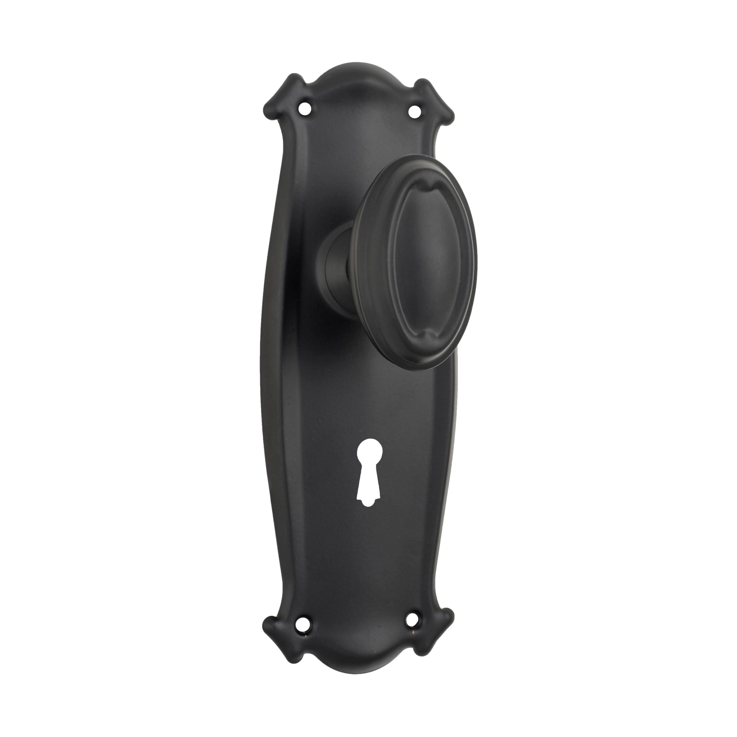 Vintage Style 9631 Bungalow Door Knob Lock Set - Matte Black Finish (H197xW68xP60mm) - Perfect for Home, Office, and Interior Door Security