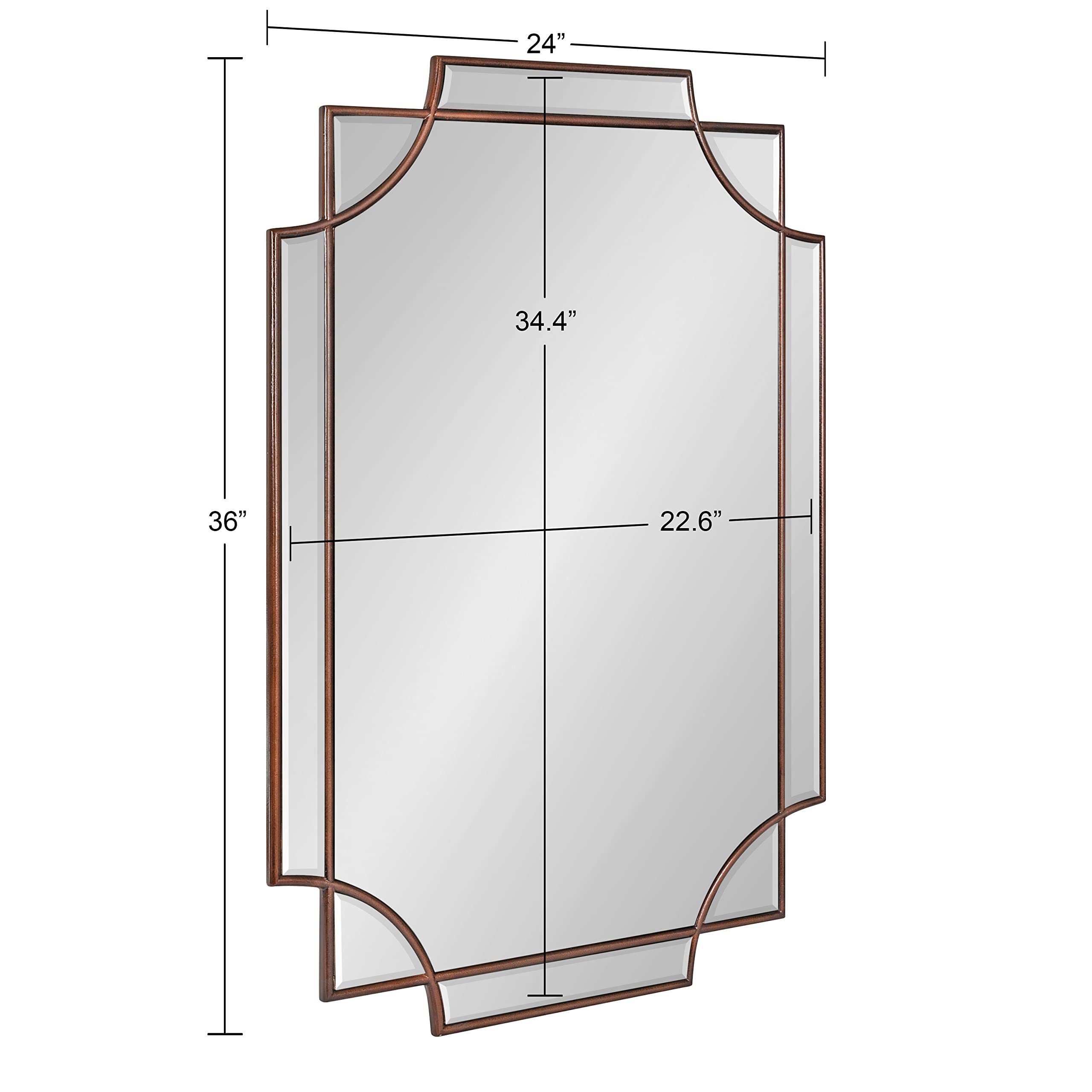 Kate and Laurel Minuette 24x36 Bronze Wall Mirror - Traditional Farmhouse Decor with Elegant Scalloped Interlocking Design, Slim Profile - Perfect for Living Room, Bedroom, or Entryway Decor