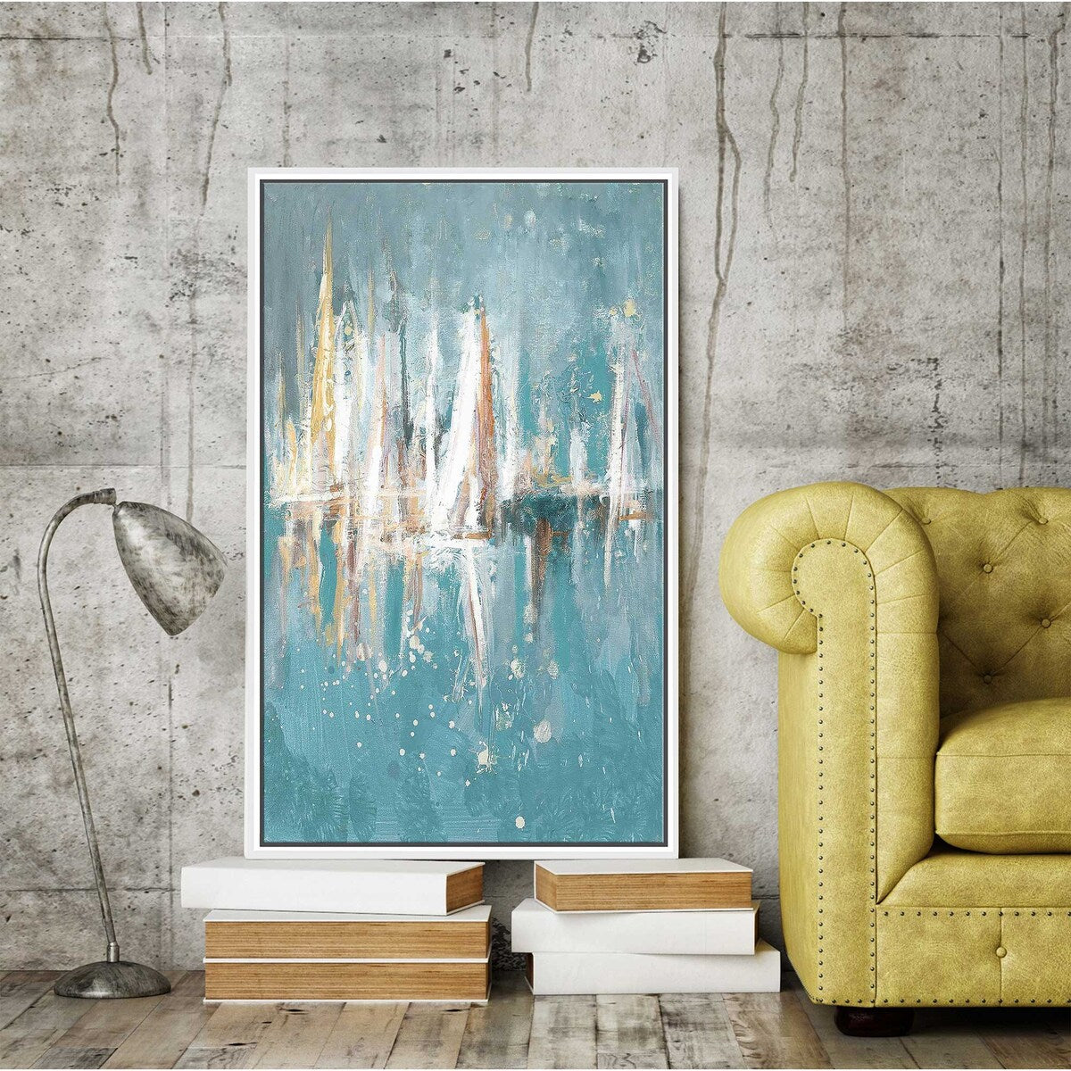 Floating Canvas Boat Print - Fading Art Design for Home & Office Decor | Perfect for Nautical Theme Living Room, Bedroom or Office Wall Art