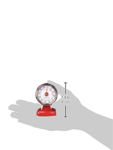 Vintage Streamline Kitchen Timer - Retro Mechanical Egg Timer for Cooking, Baking, Fitness - Classic Red (Perfect for Home Kitchen, Restaurant & Office Use)