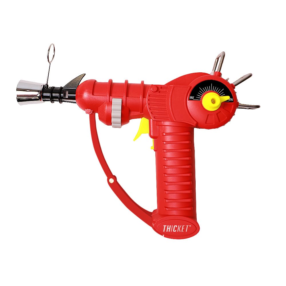 Raygun Torch Lighter with Adjustable Flame & Safety Lock - Windproof Refillable Butane Lighter for Cigars, Candles & Outdoor Use (Red)