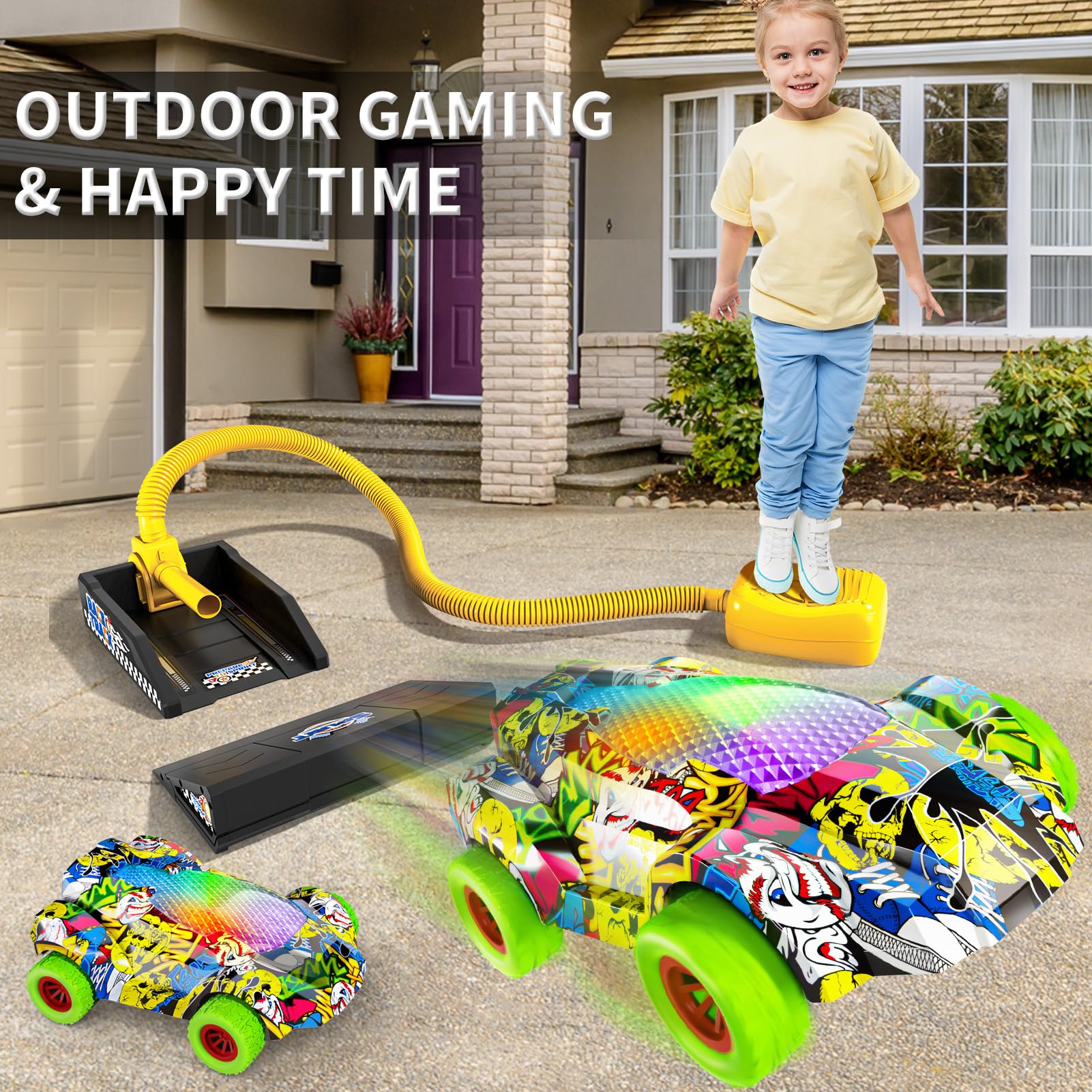 Best Car Launcher Toy for Kids Ages 3-8 - Indoor & Outdoor Racing Game Set - Fun Birthday Gift for 3 4 5 6 Year Old Boys - Perfect for Backyard Play, Birthday Parties & Family Fun