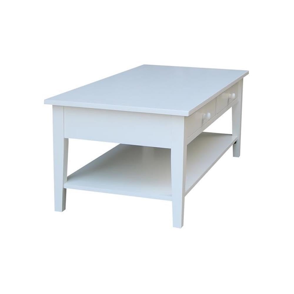 IC International Concepts Solid Wood Spencer Coffee Table - Modern Farmhouse Style Living Room Furniture for Home Decor & Entertainment Spaces