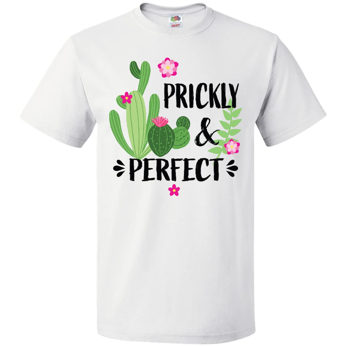 Inktastic Cactus Prickly and Perfect with Pink Flowers Women's T-Shirt - Cute Desert Style Top for Casual Wear, Summer Outfits & Plant Lover Gifts
