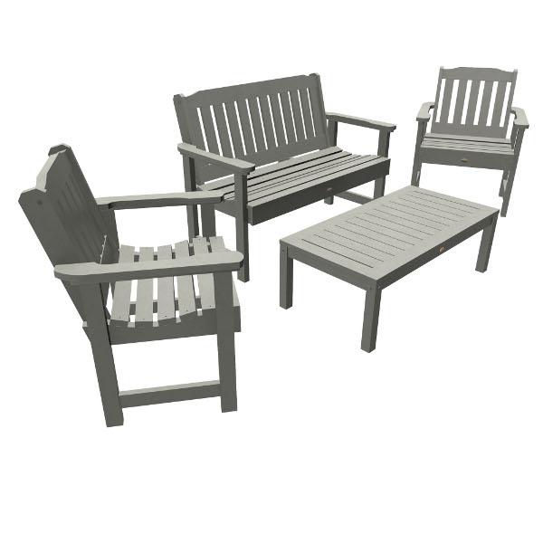 Lehigh 5-Piece Outdoor Garden Conversation Set - Patio Furniture with Cushions for Backyard, Deck, or Poolside Relaxation