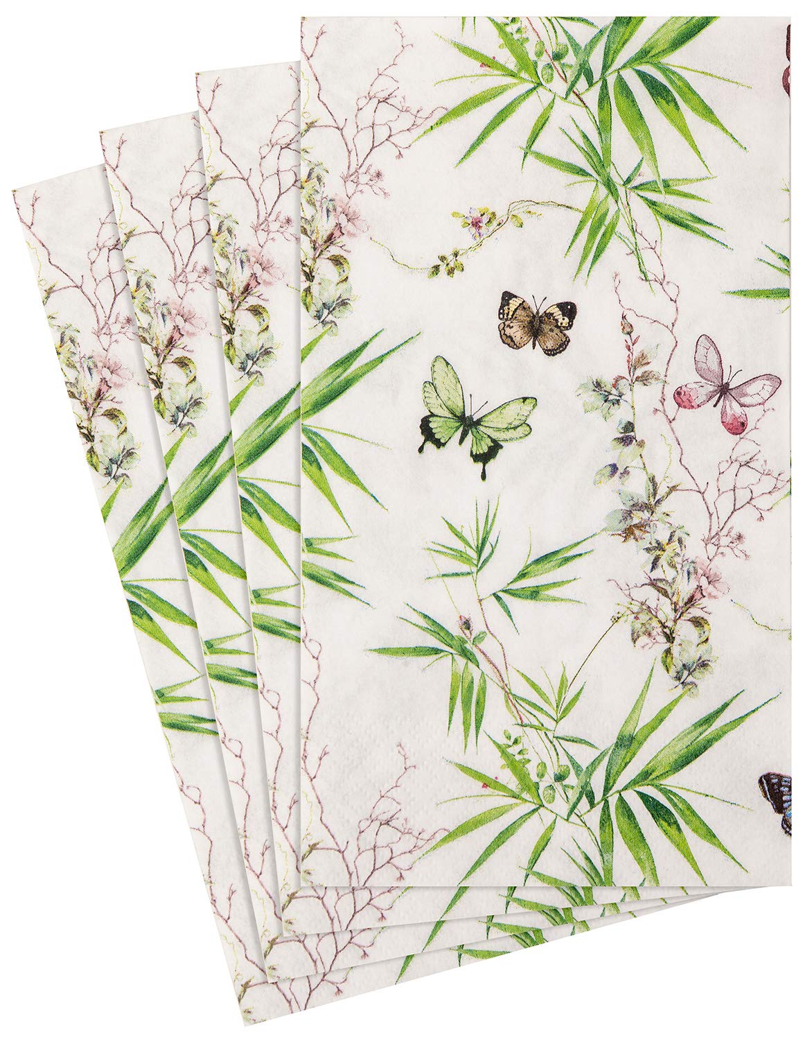 Eco-Friendly Decorative Paper Hand Towels - 64 Pack Disposable Bathroom Guest Towels, Dinner Napkins for Wedding, Bridal Shower & Garden Party Decor - Butterfly Design for Elegant Table Settings