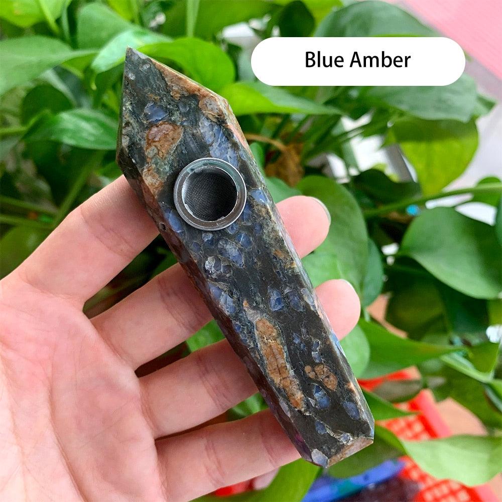 Natural Crystal Pipe with Metal Filter - Rose Quartz Healing Wand for Meditation, Relaxation & Energy Cleansing | Perfect for Reiki, Yoga & Spiritual Practices