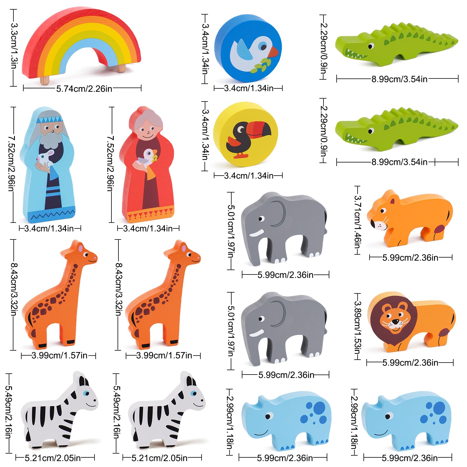 Noah's Ark Wooden Toy Set for Toddlers - Animal Shape Sorter Montessori Learning Toy with Bible Story Book - Perfect Baptism Gift for 1 2 3 Year Old Boys & Girls (12-24 Months) - Great for Early Education, Playtime & Sunday School Activities