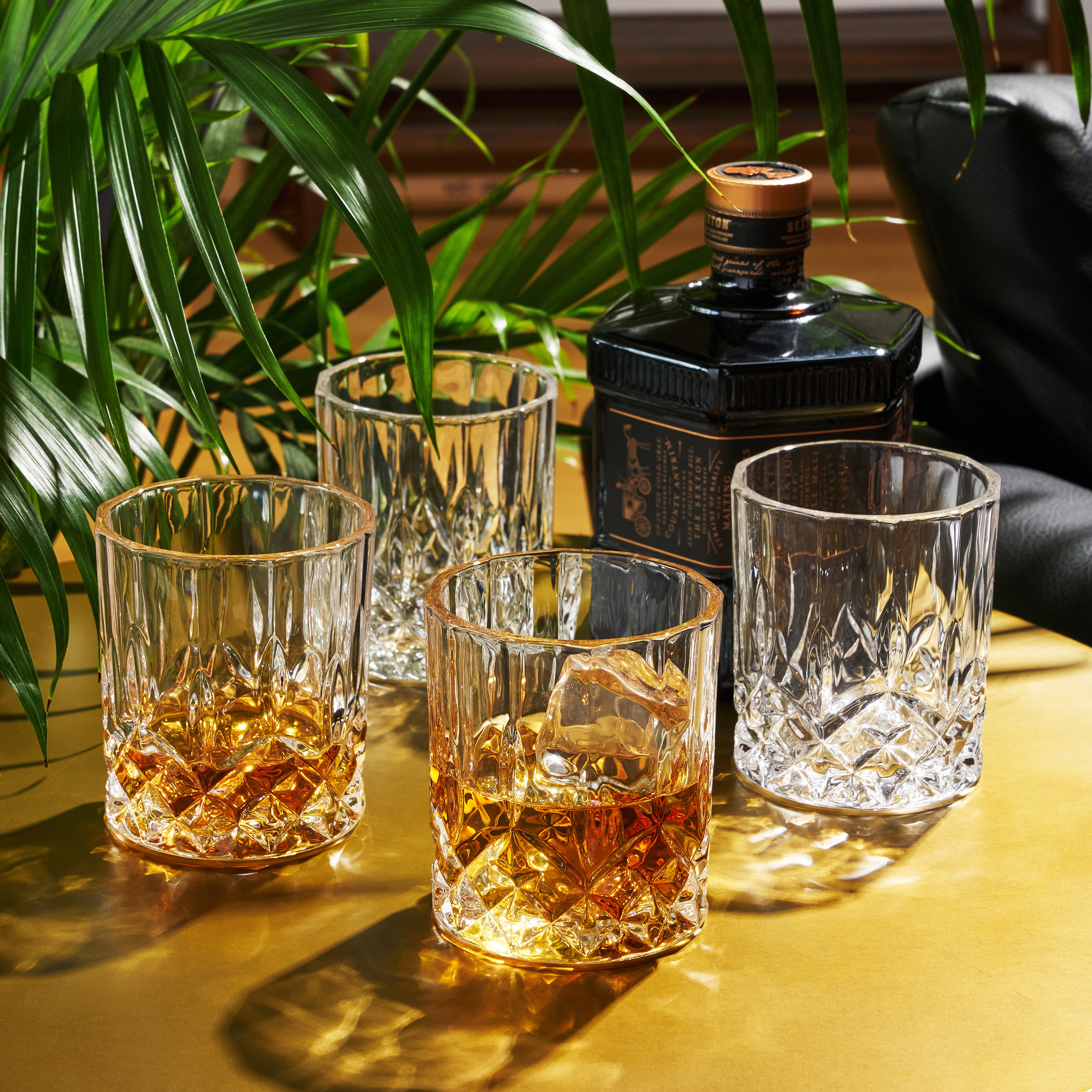 Premium Admiral Crystal Tumblers Set of 4 - 16oz Elegant Glass Cups for Wine, Cocktails & Iced Coffee - Perfect for Home Bar, Dinner Parties & Gifts