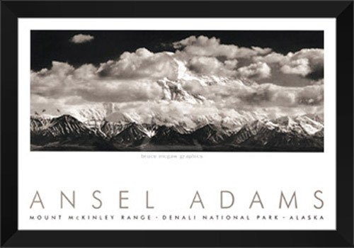 Ansel Adams Framed Art Print 28x40 - Mt. McKinley Range Embossed Wall Decor | Perfect for Living Room, Office & Home Gallery Display
