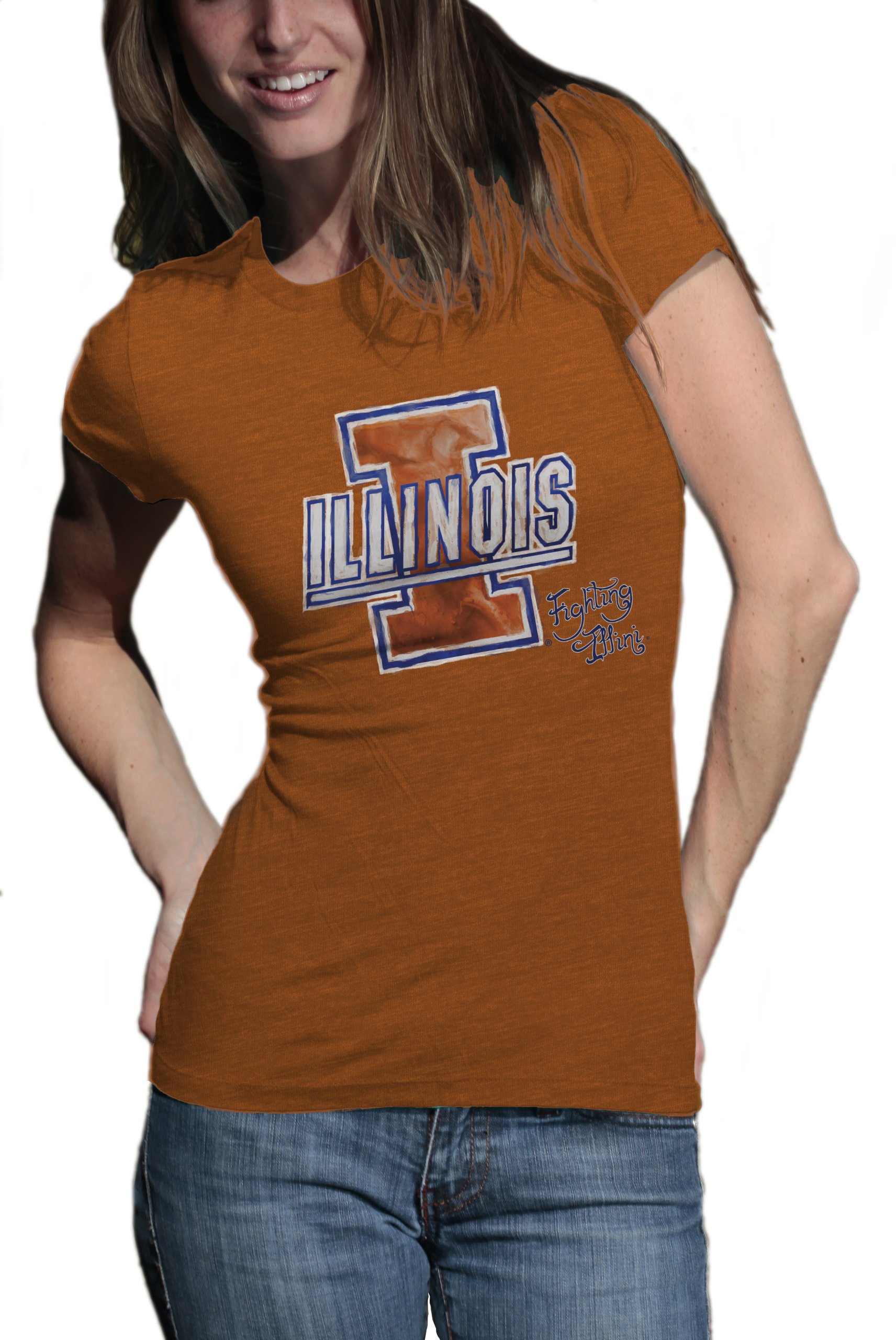 NCAA Illinois Fighting Illini Watercolor Junior Heather Tee Shirt - Vintage Style College Fan Apparel for Women & Youth - Perfect for Game Day, School Spirit & Casual Wear