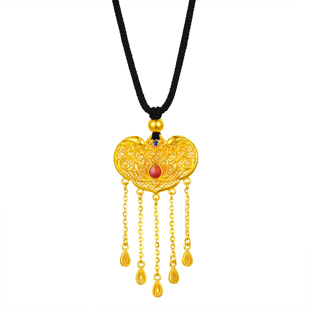 24K Gold Pendant Necklace for Women - 18