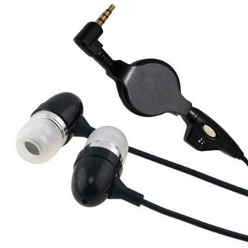 Retractable Wired Headphones with Mic - 3.5mm Earbuds Compatible with Cricket Outlast 5G & AT&T Motivate Pro 5G | Hands-Free Headset for Workouts, Commuting & Office Use