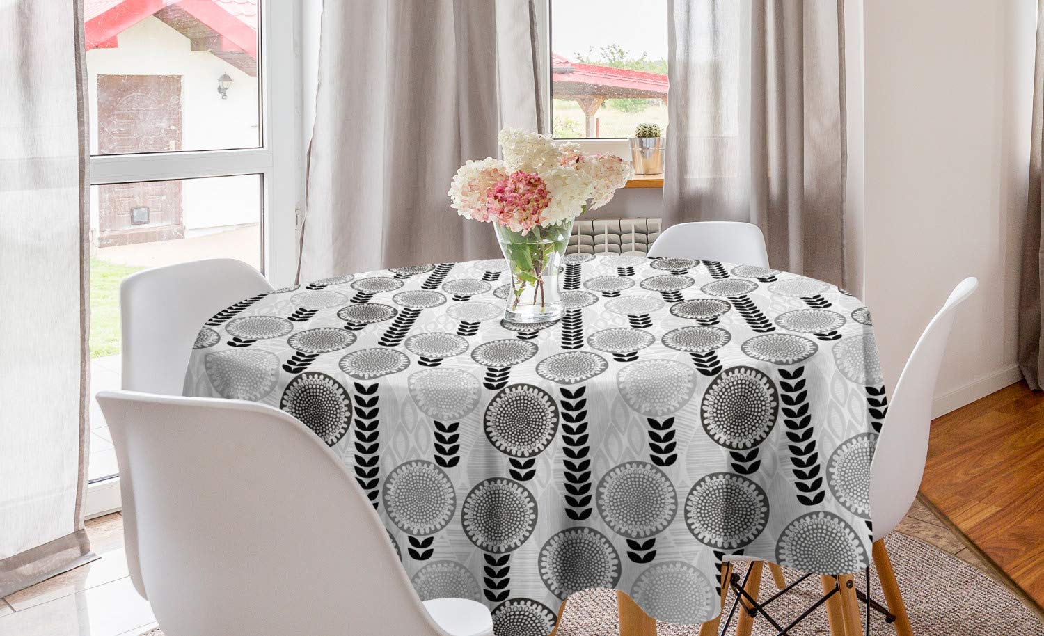 Ambesonne Floral Round Tablecloth 60