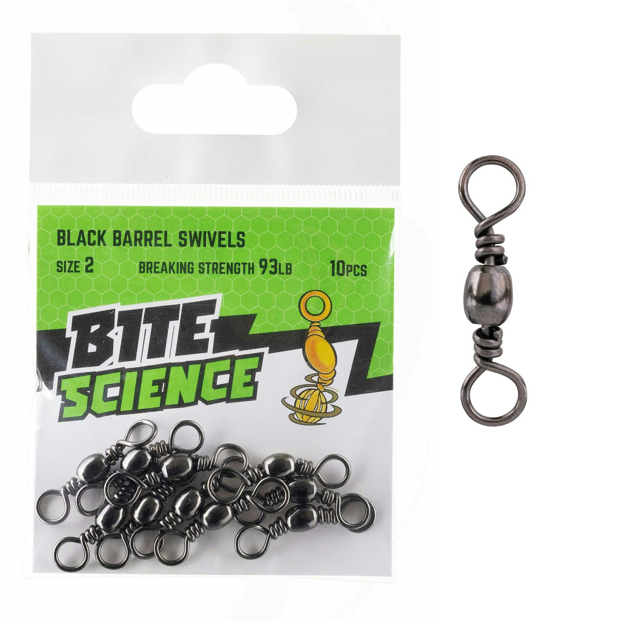 Bite Science Swivels Black Barrel - High Performance Fishing Swivel for Saltwater & Freshwater - Perfect for Lure Rigs, Trolling & Offshore Fishing
