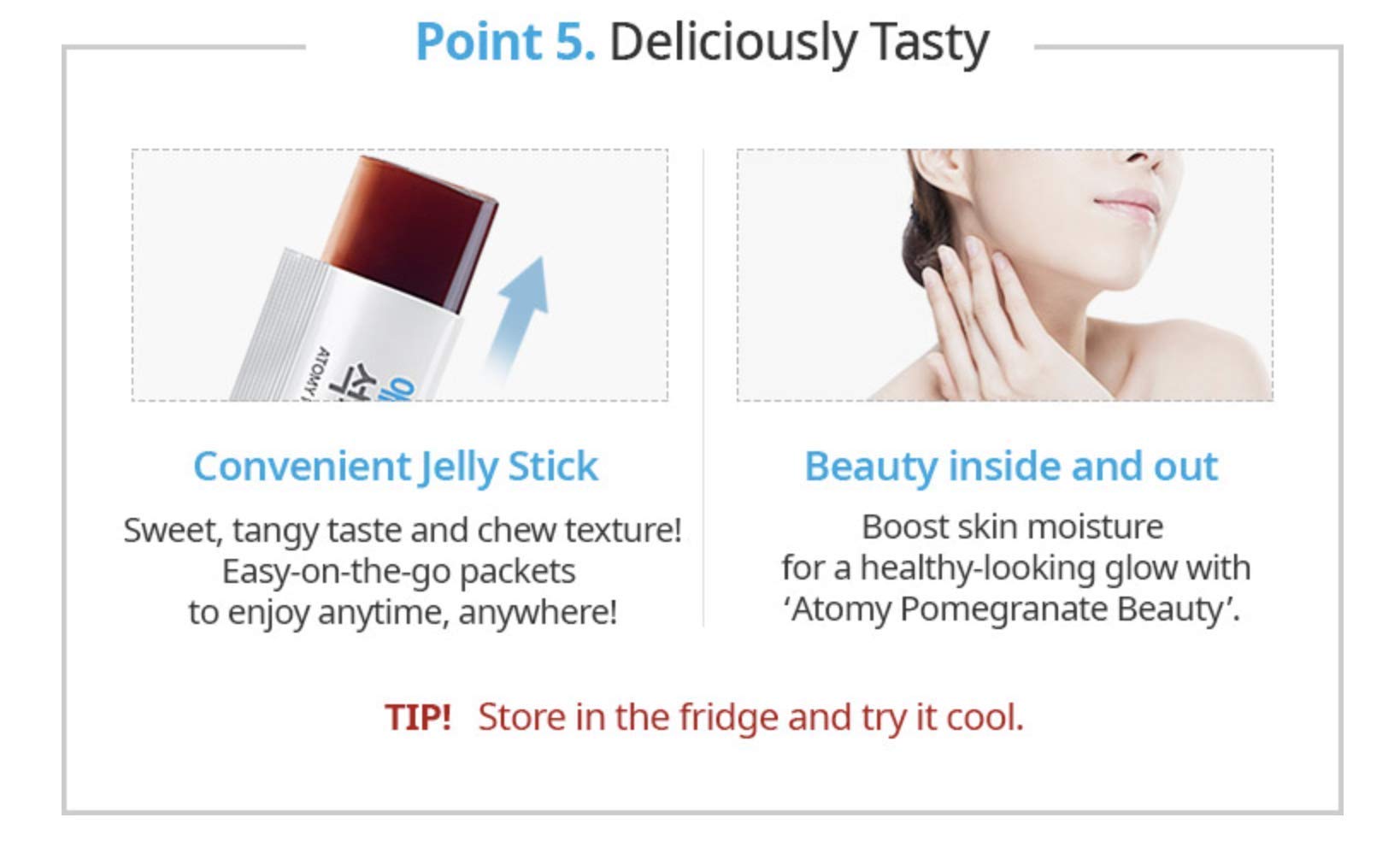 Atomy Pomegranate Beauty Jelly Sticks - 60 Sticks (900g/31.75 oz) - Antioxidant-Rich Korean Skincare for Glowing Skin - Perfect for Travel & Daily Beauty Routine