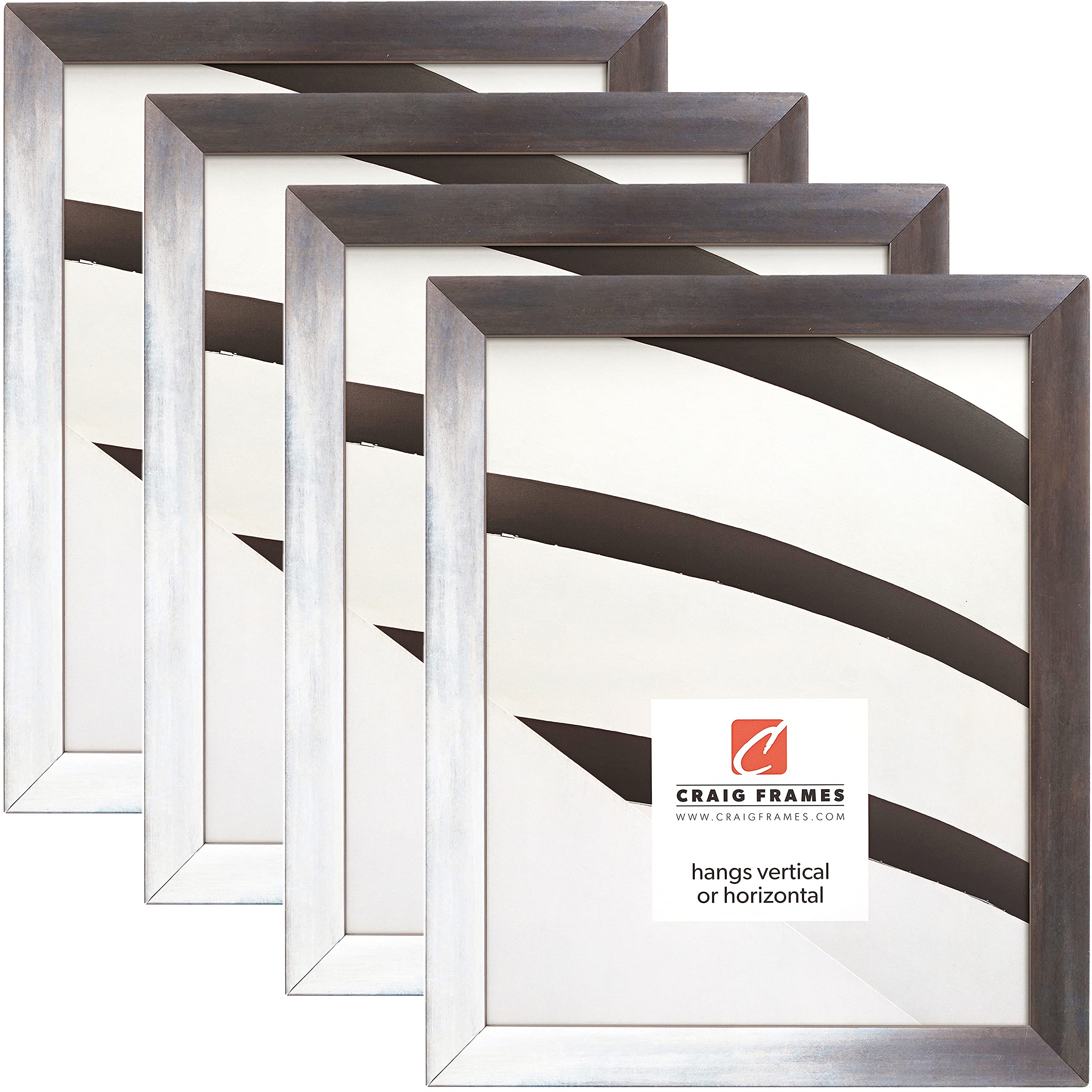 Craig Frames Premium Alloy Picture Frame - 8.5 x 11 Inch Gunmetal Set of 4 - Perfect for Home Decor, Office Display & Photo Gifts