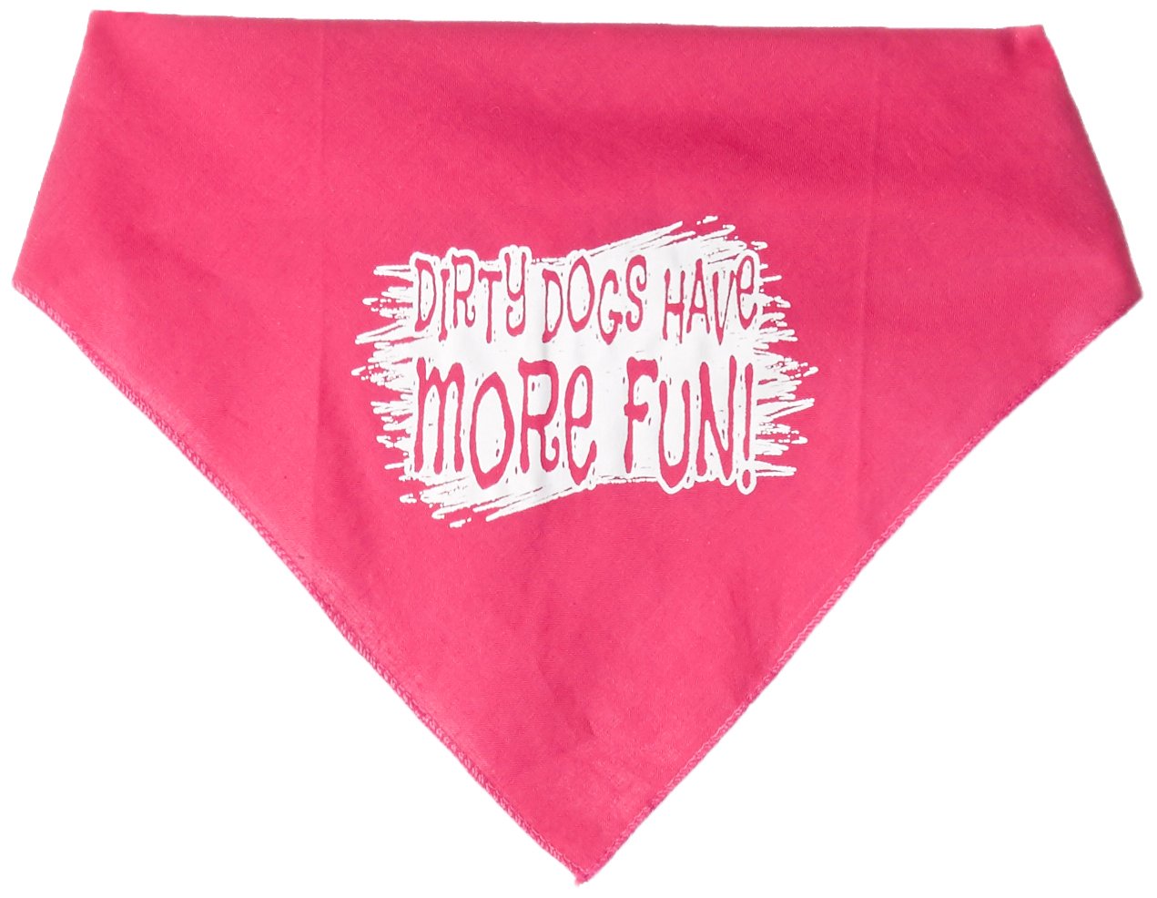 Funny Pet Bandana for Dogs - 'Dirty Dogs Have More Fun' Screen Printed Design in Bright Pink, Large Size - Perfect for Playtime, Dog Parks & Pet Costume Parties