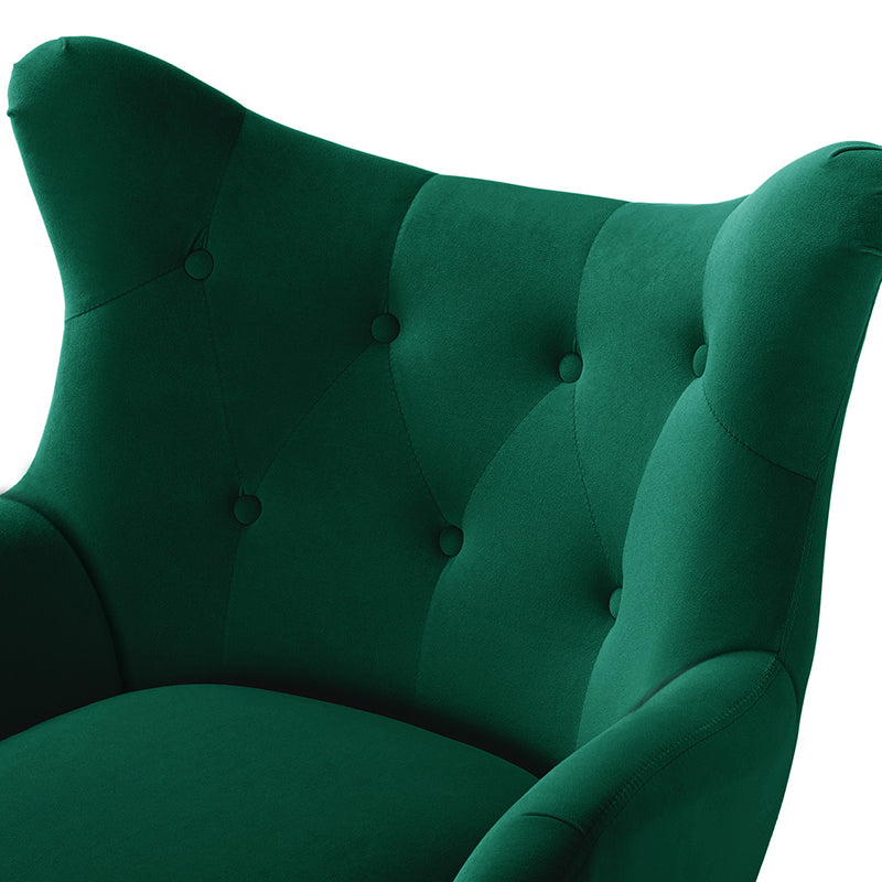 Luxury Isabelle Wingback Velvet Upholstered Armchair - High Back Accent Chair with Sturdy Metal Legs for Living Room, Bedroom & Office Decor