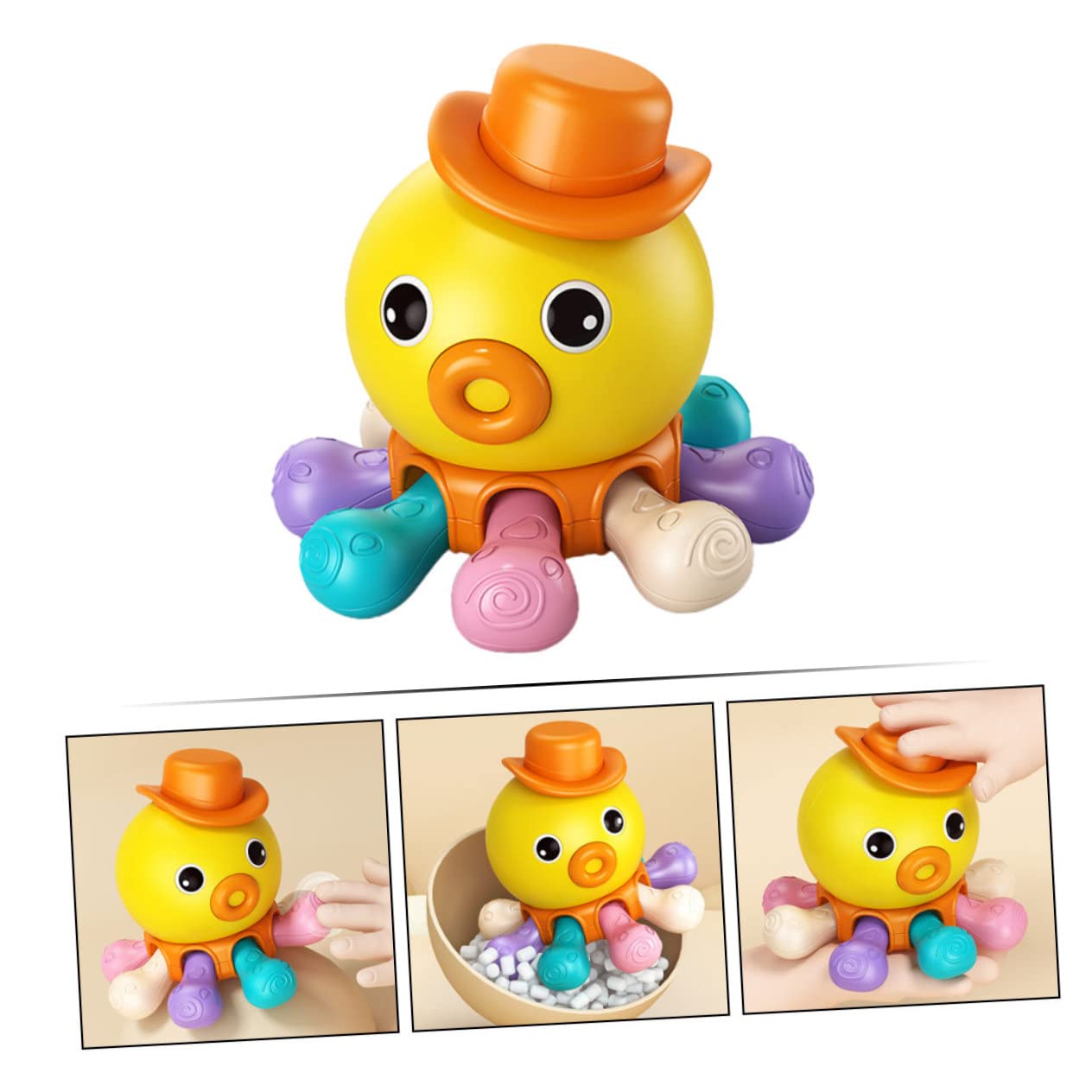 DRESSOOS Wind-Up Swimming Octopus Toy - Orange Bath Tub & Shower Water Toy for Kids - Fun Bathtime Clockwork Animal Toy for Toddlers & Children - Perfect for Pool Parties, Bath Playtime & Sensory Water Activities