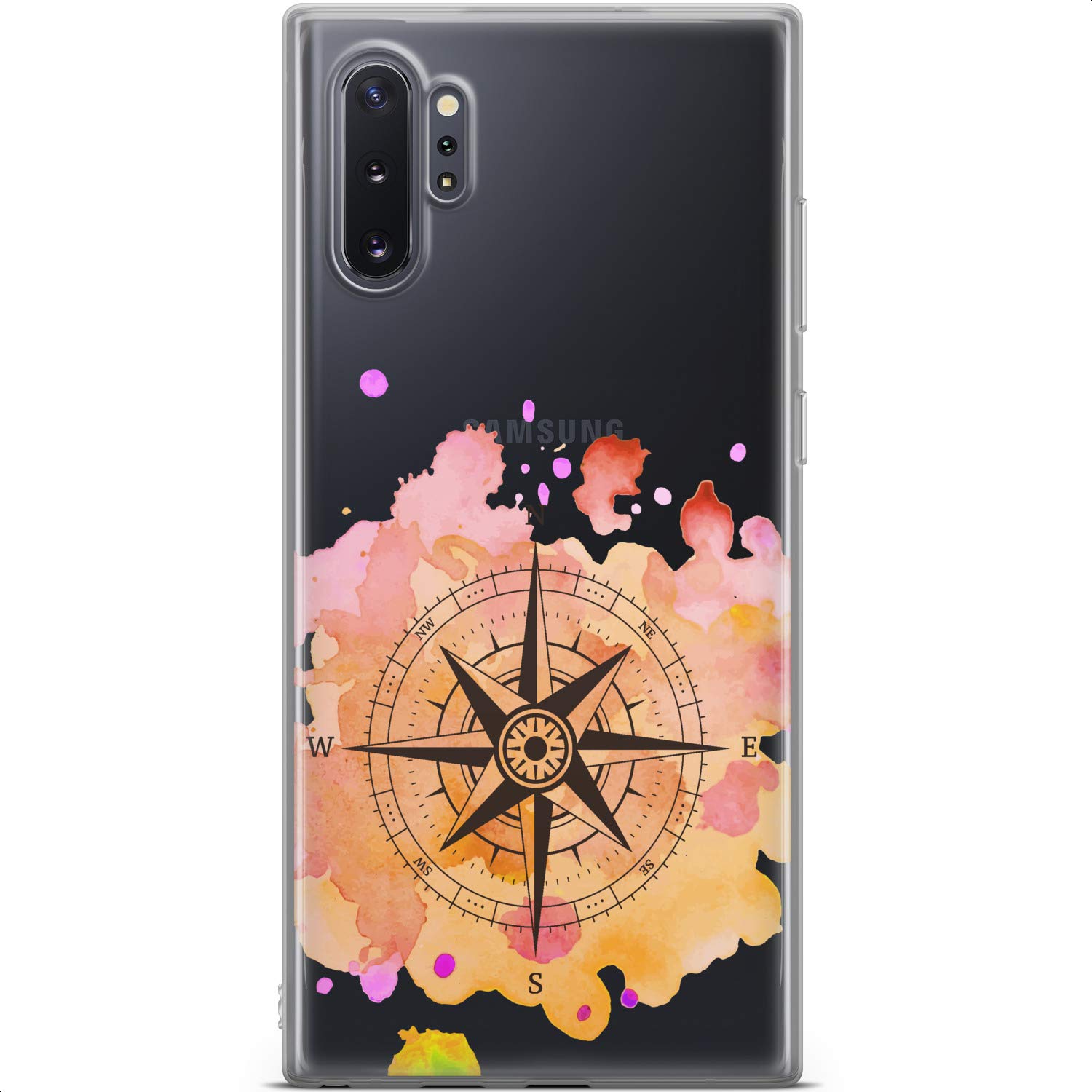 Samsung Galaxy S24 S23 Ultra S22 S21 FE S20 S10 Phone Case - Lightweight Watercolor Wanderlust Design, Flexible Slim Silicone TPU Protective Cover with Vintage Compass Print | Perfect for Travel, Outdoor Adventures & Daily Use