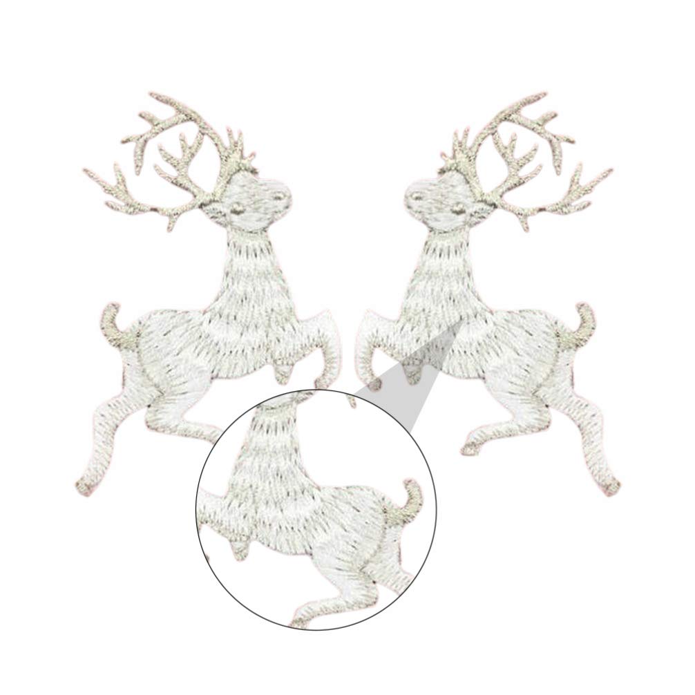 4Pcs Christmas Deer Iron-On Embroidery Patches - DIY Elk Applique for Hats, Clothes, Backpacks & Jeans - Festive Holiday Decor & Craft Supplies (Perfect for Christmas DIY Projects & Gift Making)