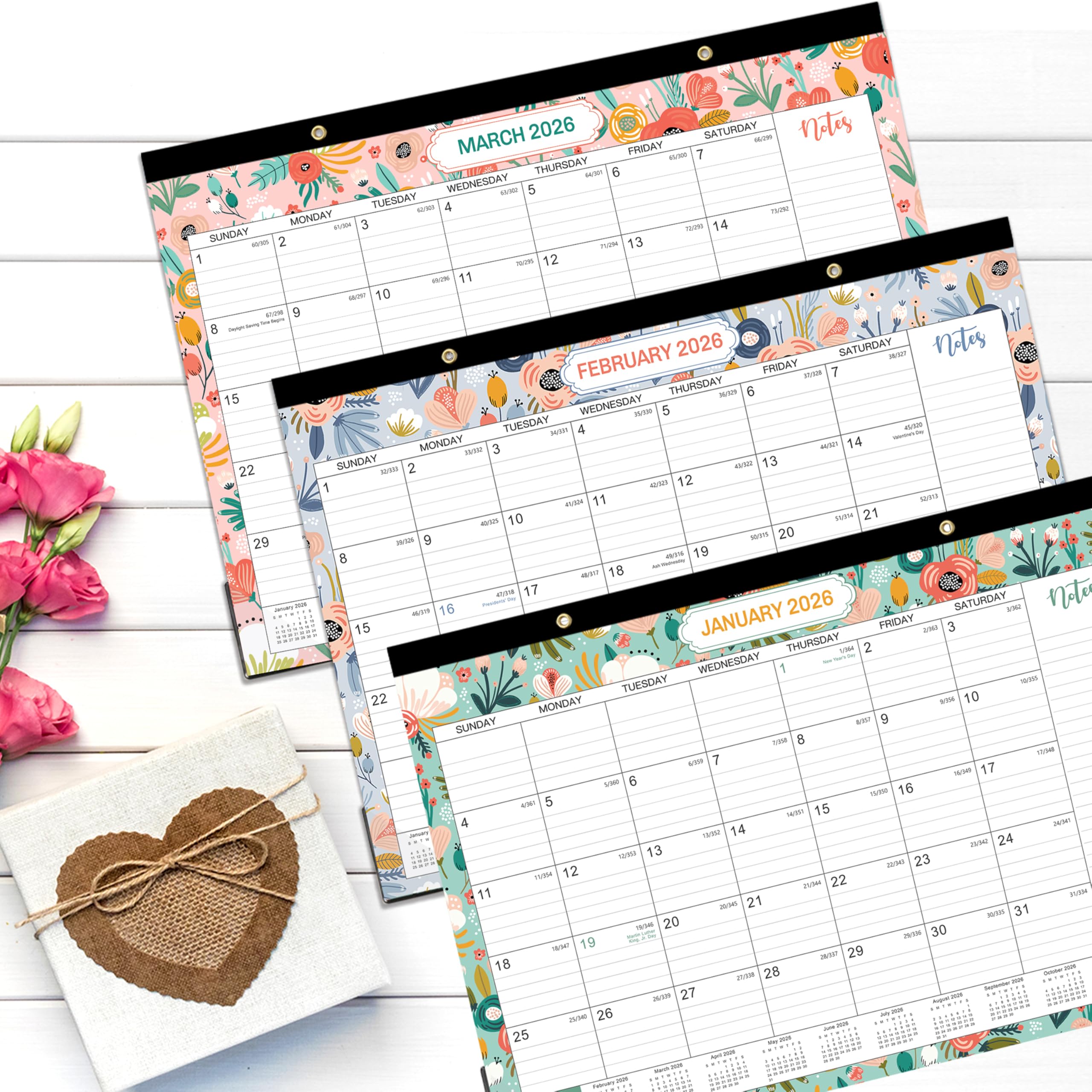 2025-2026 Desk Calendar - 18 Month Large Planner from July 2025 to December 2026 | 12