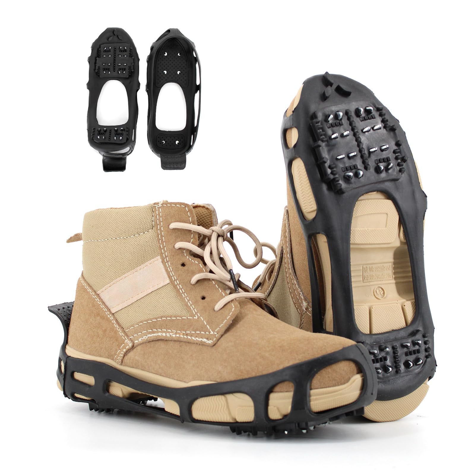 28 Teeth Ice Snow Traction Cleats Crampons - Anti Slip Rubber Grippers for Shoes & Boots - Perfect for Walking, Hiking, and Climbing on Snow & Ice - Winter Safety Gear for Outdoor Adventures