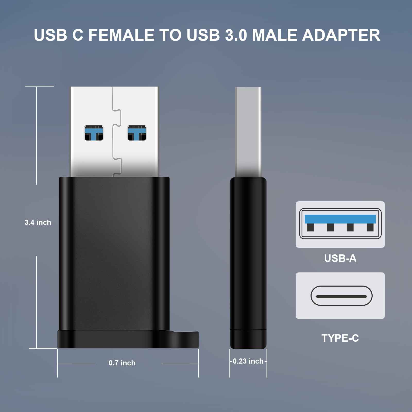 Aolcev 3-Pack USB to USB C Adapter - Type C Female to USB A Male Converter for iPhone 16/15/14/13/12 Pro Max Plus, Samsung Galaxy S25/S24, iPad 10/9/Air 6/5/Mini 7/6 - Fast Car Charging & Data Transfer for Travel, Office & Home Use