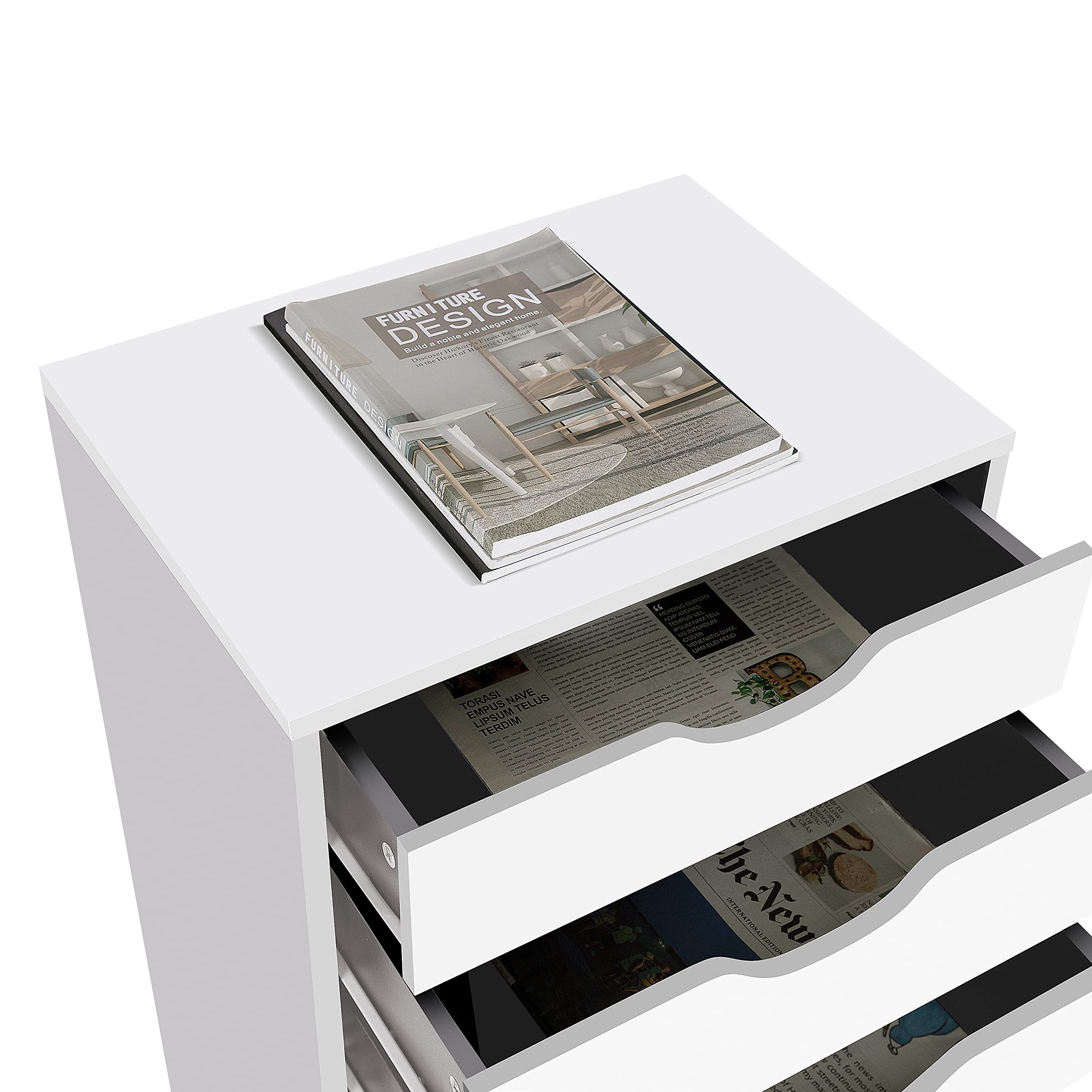Naomi Home Office Wooden Lateral File Cabinet - 9-Drawer Storage Cabinet for Documents & Files, White - Perfect for Home Office Organization & Workspace Storage