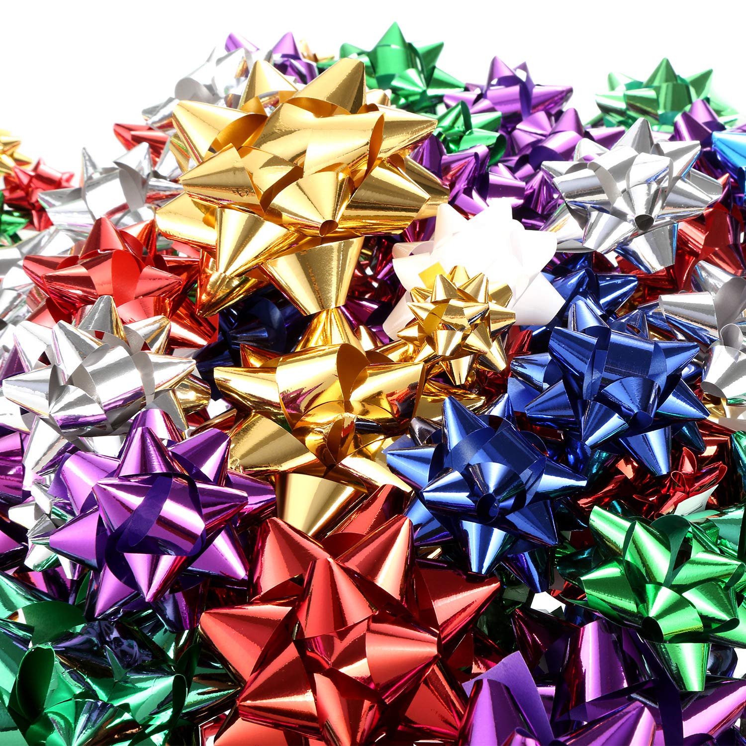 Tatuo 130pcs Self-Adhesive Christmas Gift Bows - Metallic Present Decor for Parties