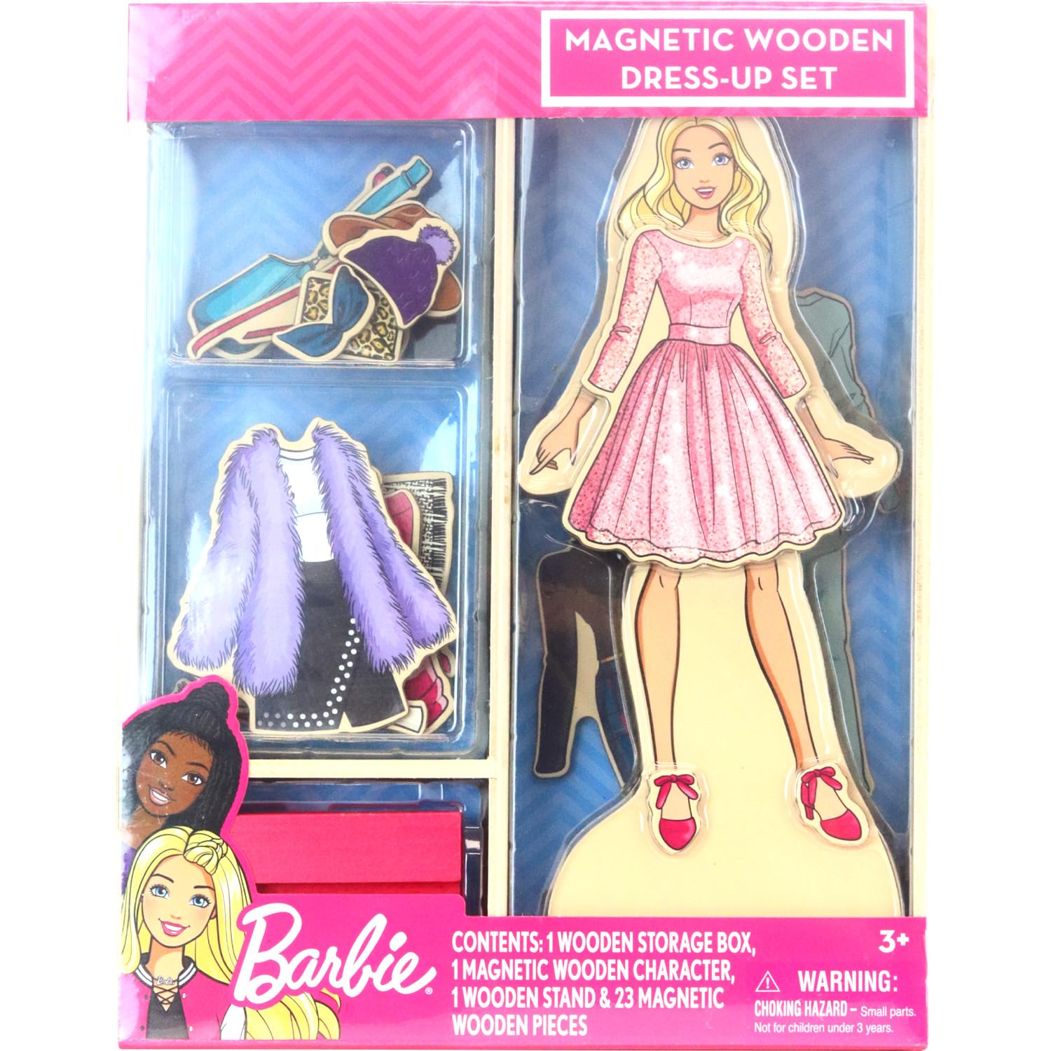 Barbie Magnetic Wooden Dress Up Doll Set - 3-in-1 Fashion Playset with Magnetic Outfits & Accessories for Kids - Perfect for Pretend Play, Birthday Gifts & Creative Role Playing Games